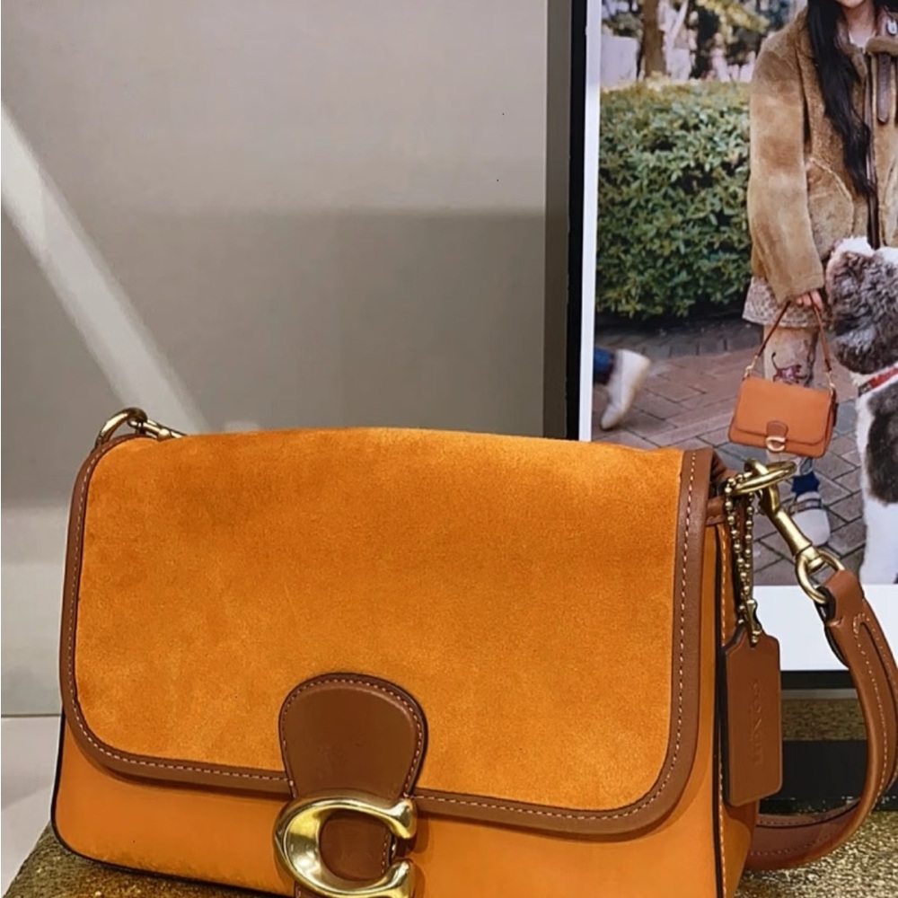 NWT Coach C5262 Smooth Leather and Suede Soft Tabby Shoulder Bag 2 Straps-Canyon - Picture 7 of 15